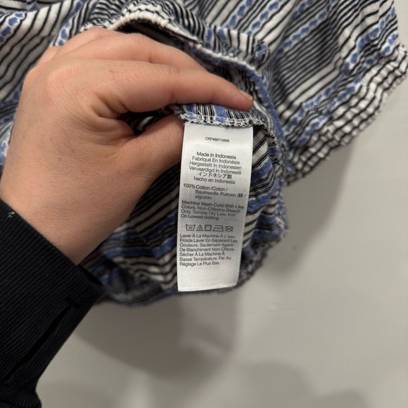 Madewell Jacquard Keyhole Crop Top in Stripe Blue Small Cotton - Picture 7 of 9